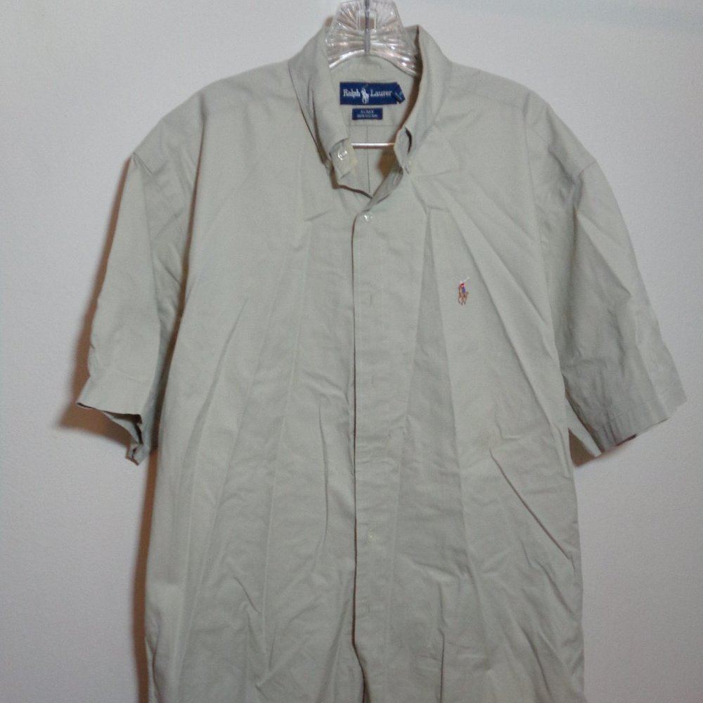 Ralph Lauren Beige Khaki Short-Sleeve Btn. Shirt M
